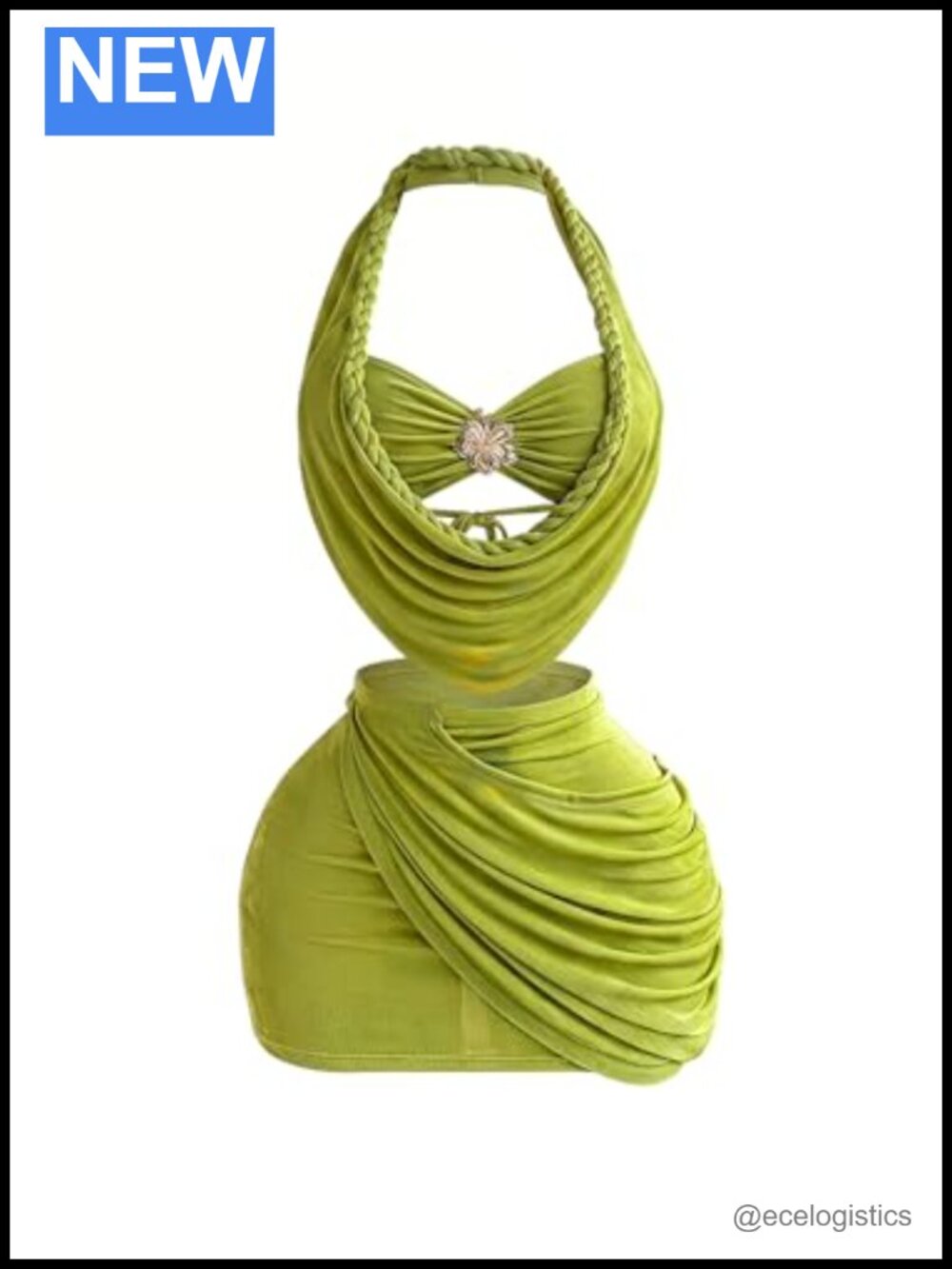 Women's Halter Corset Top & Wrap Mini Skirt Set 2 Piece Polyester Blend
